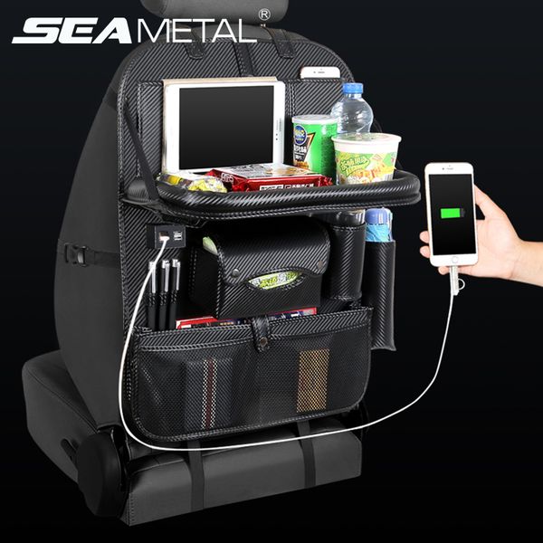 

car seat organizer back seat bag 4 usb charge storage bag holder travel multi-function pocket stowing tidying auto accessories
