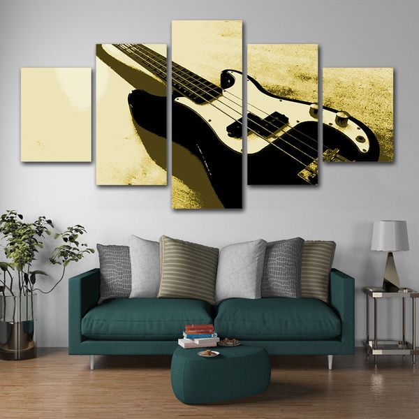 

home decor wall artwork canvas 5 pieces painting abstract guitar modular picture watercolor printed poster for bedroom framework
