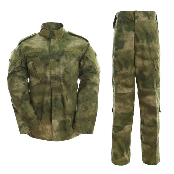 

at-fg men's tactical jacket and pants camo hunting acu uniform 2pc set, White;black