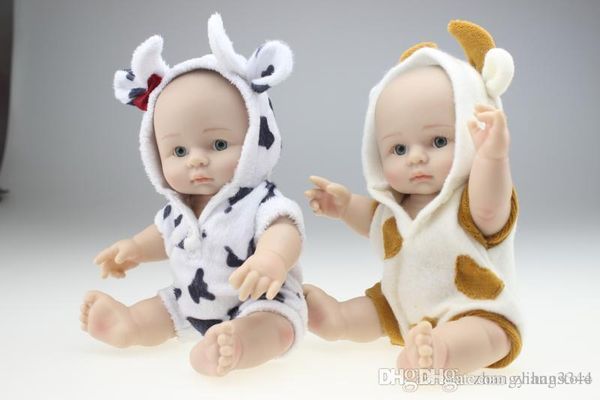

toy 25cm mini full silicone reborn baby doll lovely sheep clothing can enter into water