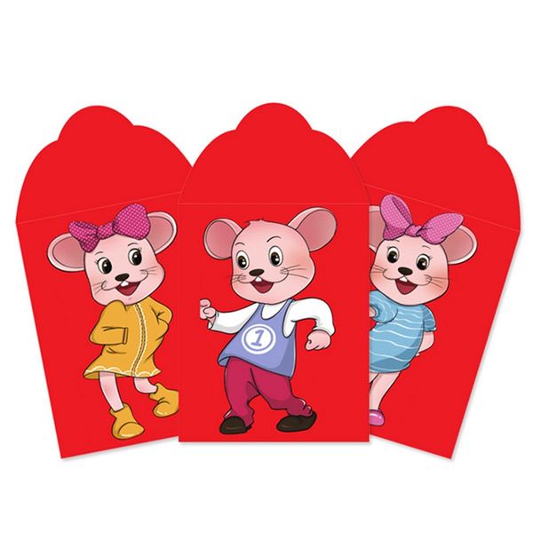 

6pcs/set chinese new year red envelope year of the rat 2020 cartoon packe