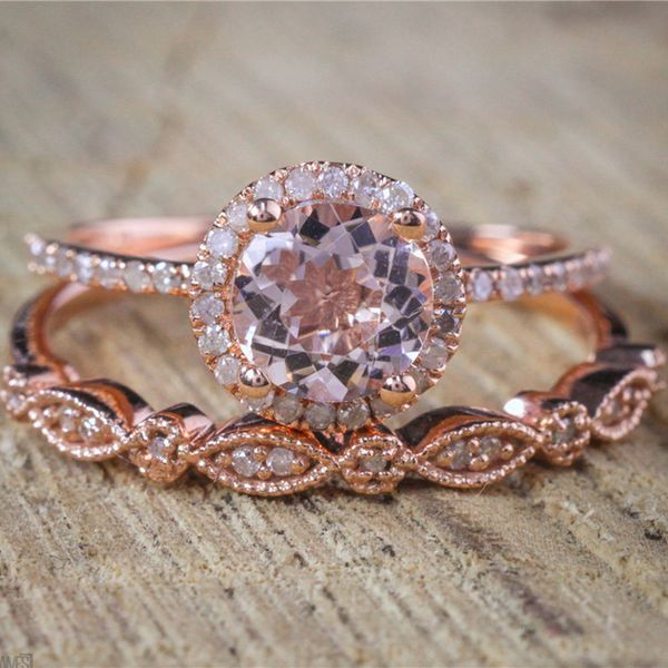 

vagzeb female square ring set rose gold color ring vintage wedding band promise engagement rings for women, Slivery;golden