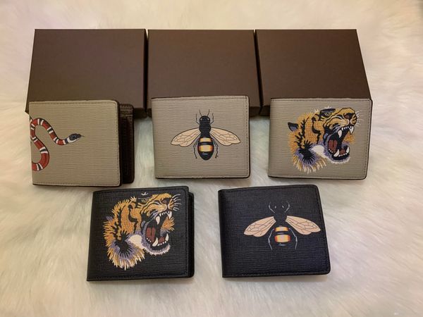 

men animal short wallet leather black snake tiger bee wallets women long style purse wallet card holders