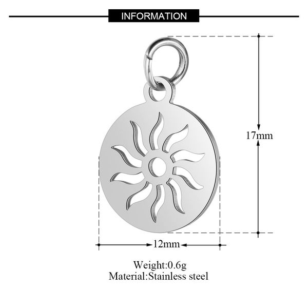 

5pcs/lot 316l stainless steel charms silver color cut out om lotus sun charms pendants for jewelry making diy handmade
