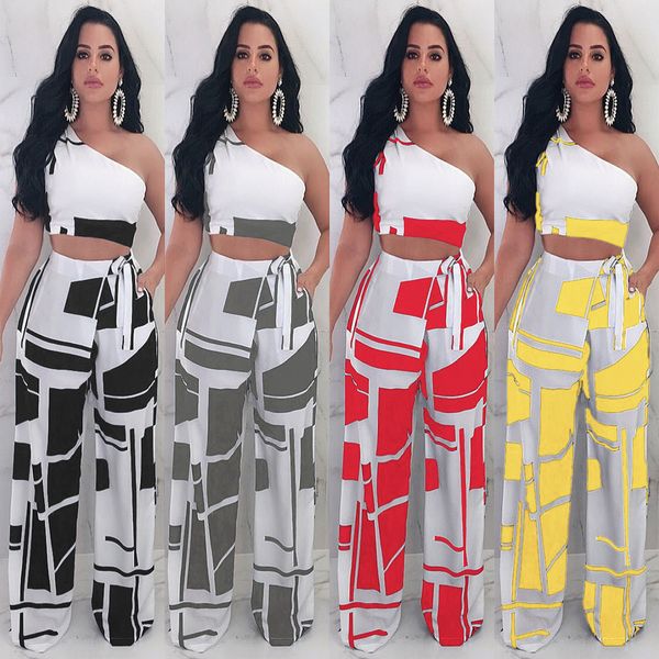 

white slanted shoulder tan vest. 5-color plaid long-legged trousers belt with a modified body, temperament women's two-piece