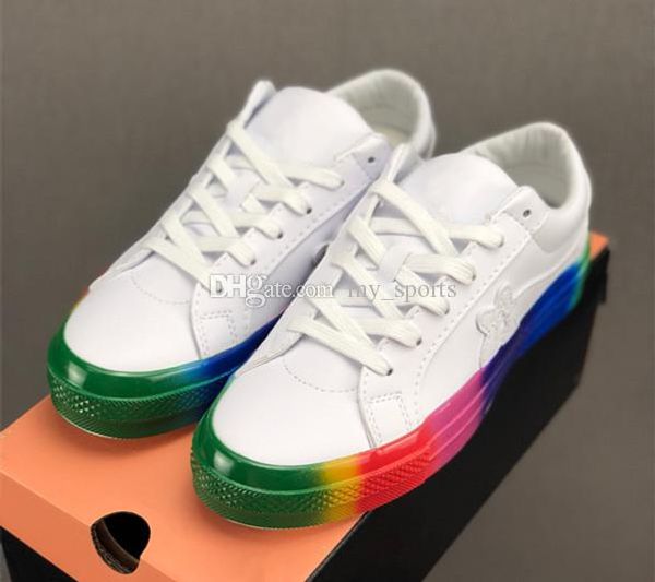 

одна звезда ox радуга golf ле fleur 2019 конструктор мужские женские повседневный скейт обувь low canvas sneaker скейтборд, Black