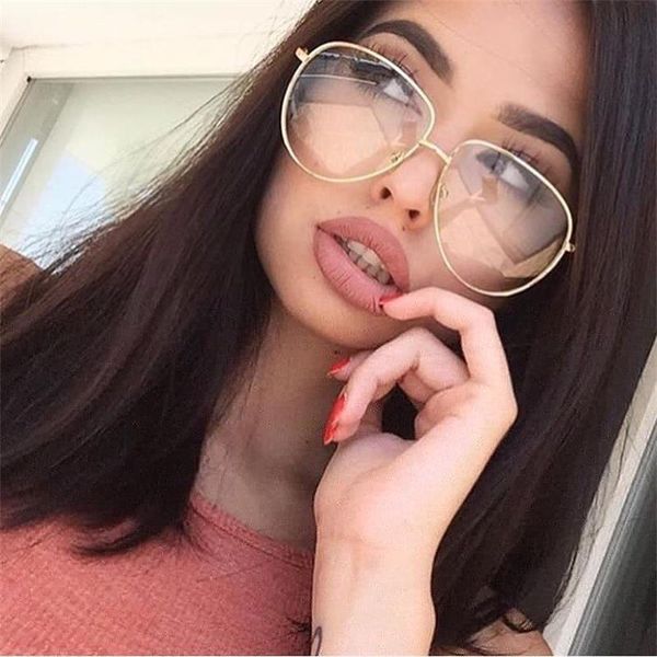 

fashion aviation glasses with transparent glasses branding clear gold frame men women spectacles myopia nerd eyeglasses, Silver