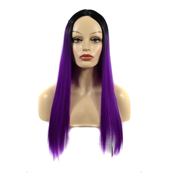 

60cm women fashion long straight wig lady hair cosplay party wig high density temperature for women african beautiful 2019 new, Brown