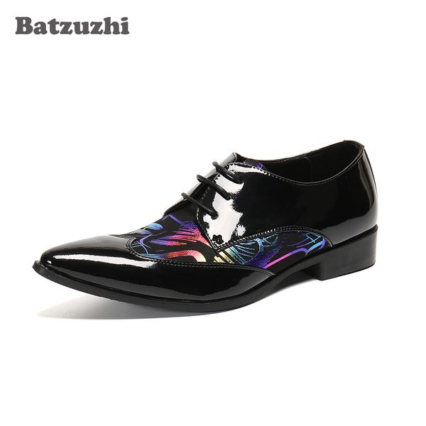 Batzuzhi chinês Handmade homens toe sapatos de bico fino couro cor do vestido Shoes Men Lace-up, partido e casamento sapatos Homens de Negócios!