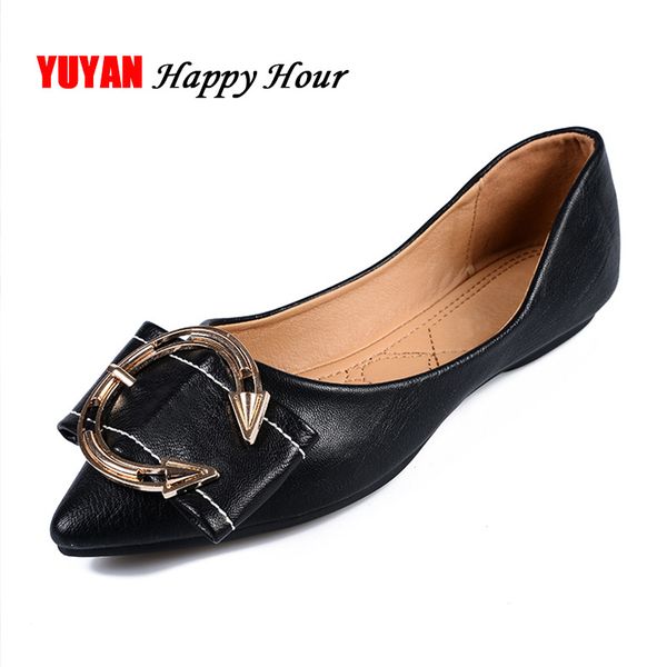 

fashion brand boat shoes women pointed toe flat soft footwear big size  women's flats office ladies shoes black beige a058