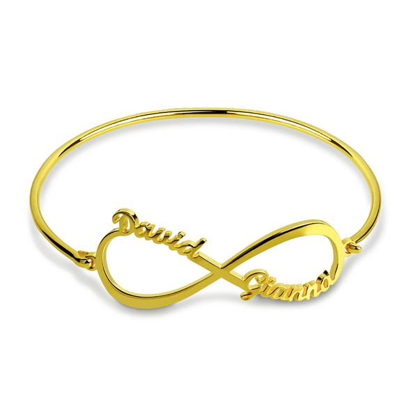 

sweey dropshipping personalized infinity name bracelet custom infinity 2 names bangle forever love between lover handmade gift, Black