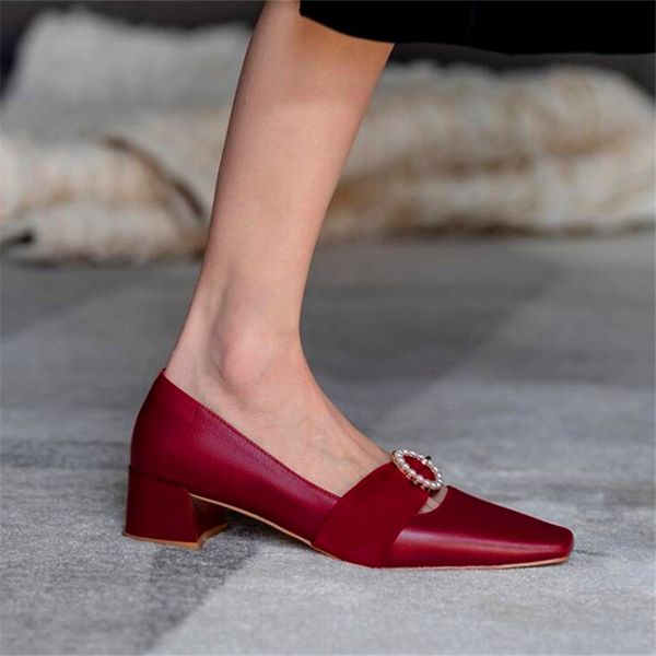 

etallic pearl bow ladies high heels smmall square toe black red apricot high heels spring and autumn ladies party shoes