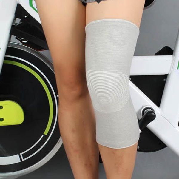 

1 pair knee warm support brace outdoor cycling basketball elastic bamboo charcoal bandage knee pad knitted elbow pads, Black;gray