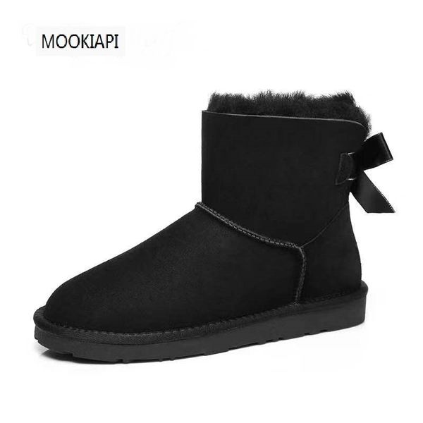 

australia's latest short-barrel laced shoes in 2019, real sheepskin, natural wool, the highest quality women's snow boots, four, Black