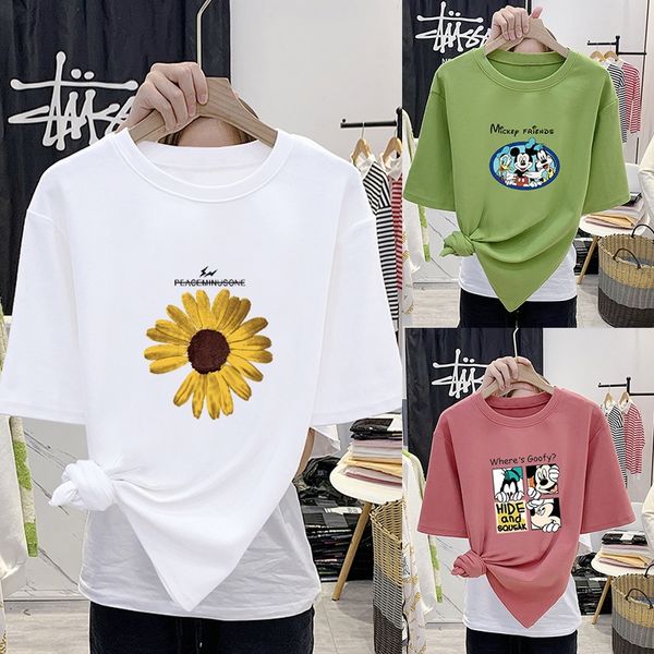 

y8koc 2020 student cotton short-sleeved female (combed cotton) live broadcast 2020 student cotton t-shirt cotton-padded clothes cotton-padde, White