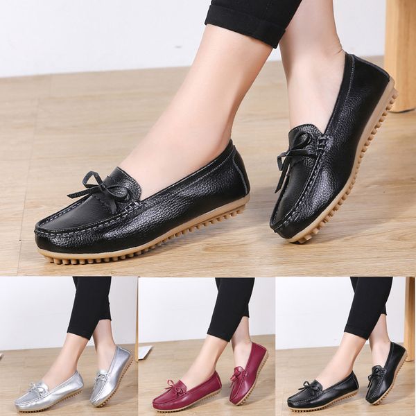 

2019 women's breathable casual hole shoes large size peas shoes daily flat shoeseurope fashion zapatos de mujer %40, Black