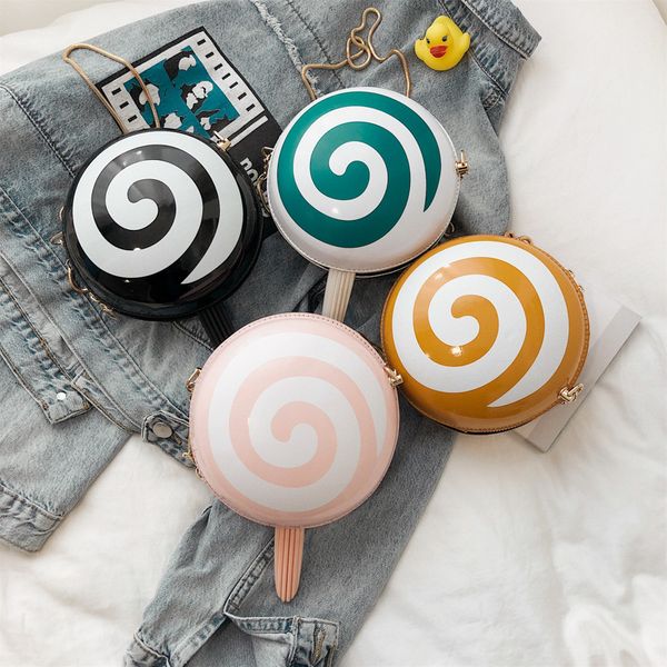 

2020 round small bag cute lollipop chain shoulder messenger wild female bag patent leather fashion zipper small round