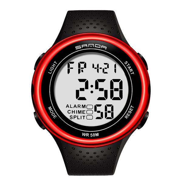 

sanda 375 sport men wristwatches waterproof digital watch luminous week month display calendar alarm clock multifunction watch, Slivery;brown