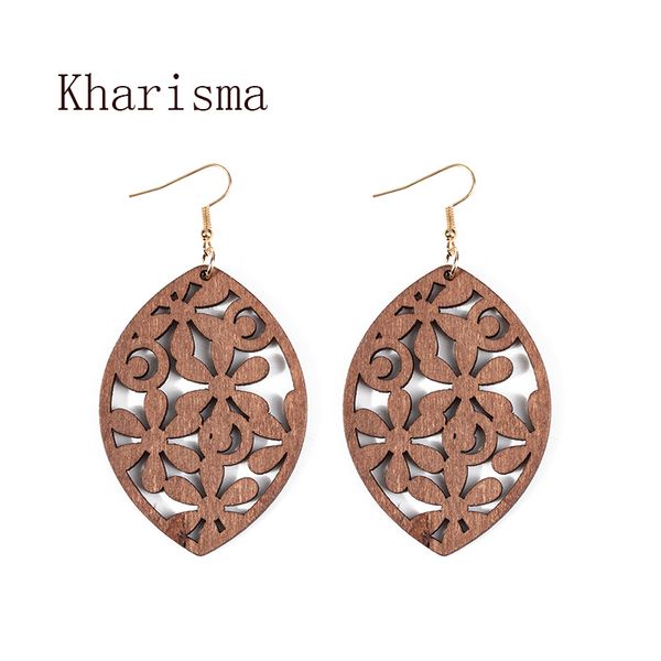 

kharisma chinese style wood earrings for women retro pattern girl geometric pendant earrings simple ladies art jewelry, Silver