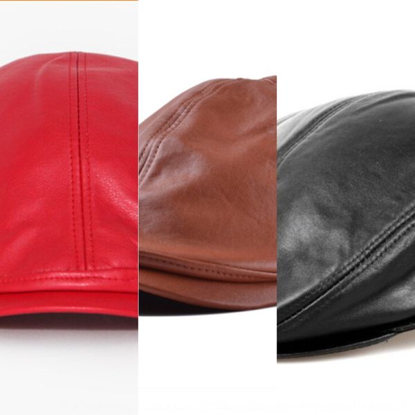 

literary style british style simple all-match leather cap newsboy painter hat men and women hua jia mao hua jia mao summer, Yellow