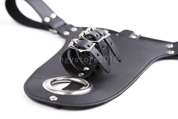 Bondage PU-Leder Keuschheitsgürtel Höschen Pant Ring Strap Restraint Device Man Slave #R78