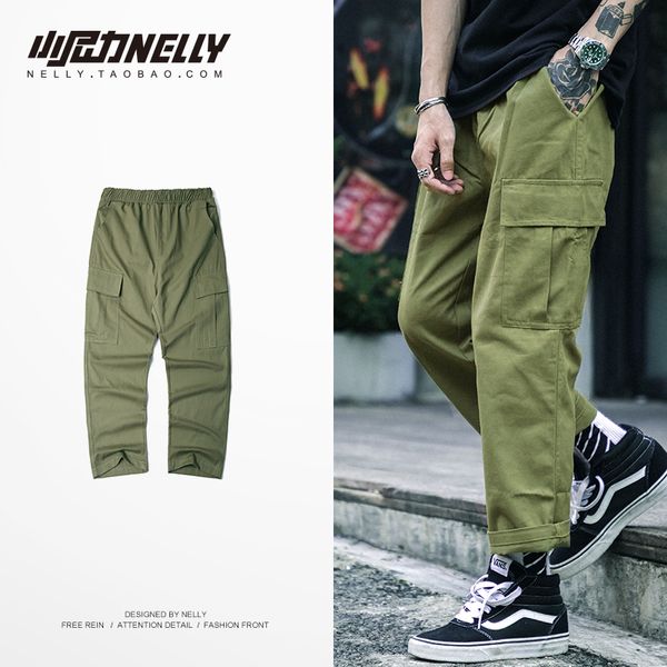 

nelly 2019 summer hip hop men's tactical pants wild fashion youth casual jogger hip hop trousers overalls pants, Black