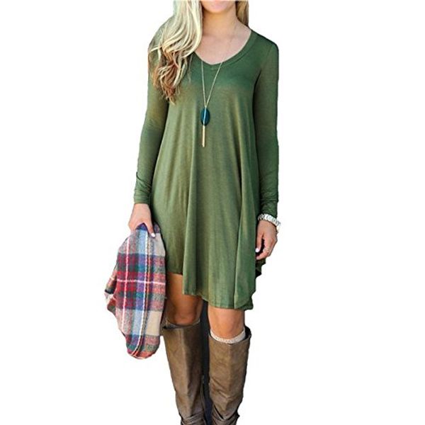 

casual dresses mumubreal women's long sleeve loose t-shirt dress, Black;gray