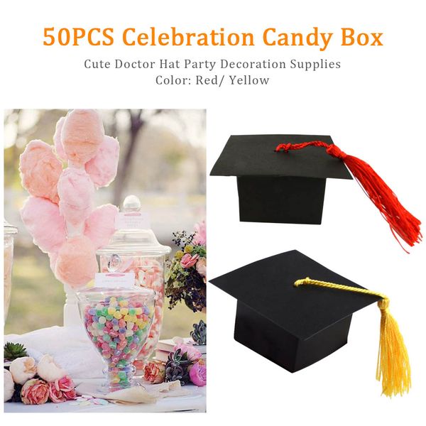 

50pcs party decoration favor packing candy box supplies wrapping doctor hat gift bag wedding cap graduation celebration foldable