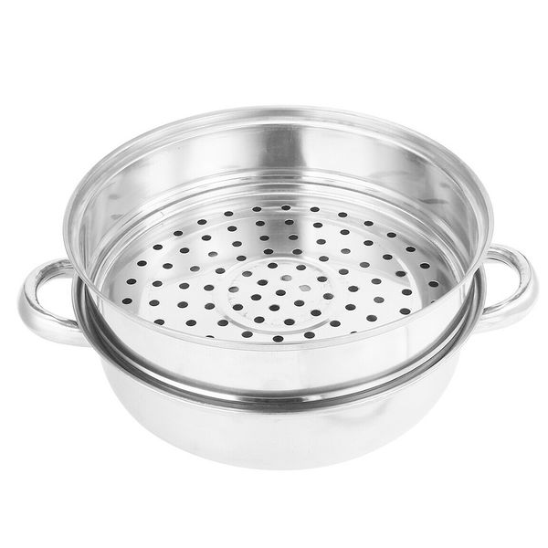 

28cm polishing stainless steel multifunction 2 tier space saving anti slip dual use insulated home easy clean steamer pot other bakeware