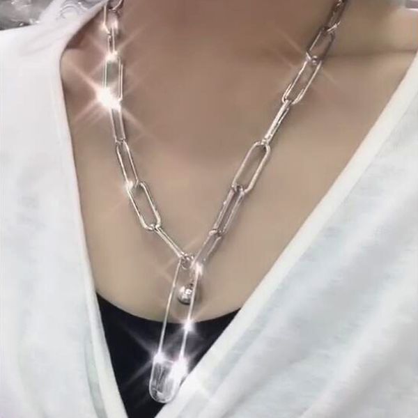 

baroque retro fashion simple long pendant choker necklace collar statement vintage pendant necklace women&men jewelry, Silver