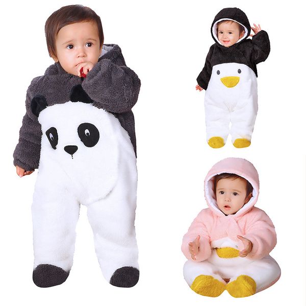 

2019 new childrens baby romper cartoon romper baby jumpsuit autumn and winter baby thicken outfits, Blue