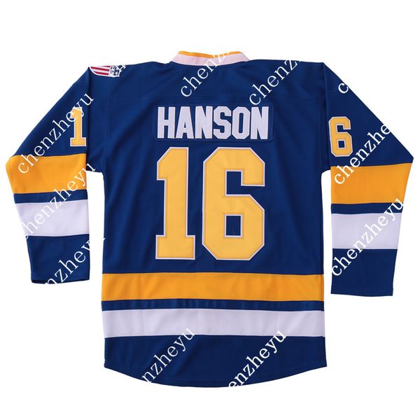 

hanson brothers #16 charlestown chief slap sblue hockey jersey 352816554, Black;red