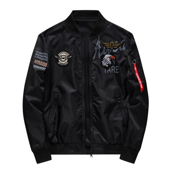 

mens bomber jackets thin bomber male pilot jacket embroidery baseball coats with 5 colors plus size asian size s-6xl, Black;brown