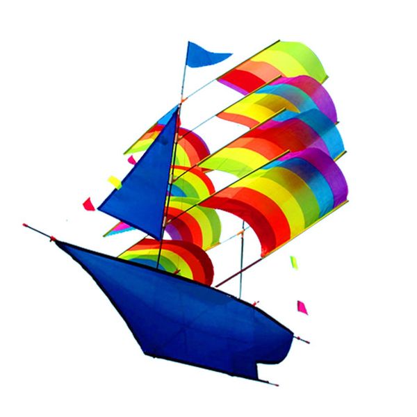 

3d sailboat kite for kids and adults sailing boat flying kite with string and handle outdoor beach park sports fun hand grippers