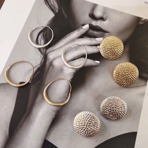 

mengjiqiao 2020 punk simple design metal circle hoop earrings for women piercingj ewelry geometric round brincos ear accessory, Golden;silver