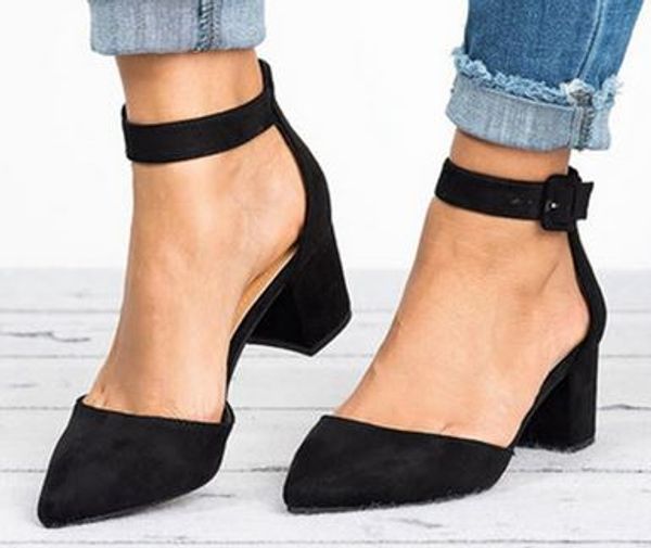 

yeeloca 2020 low heels sandals women ankle strap summer shoes female m002 block heels yu001, Black