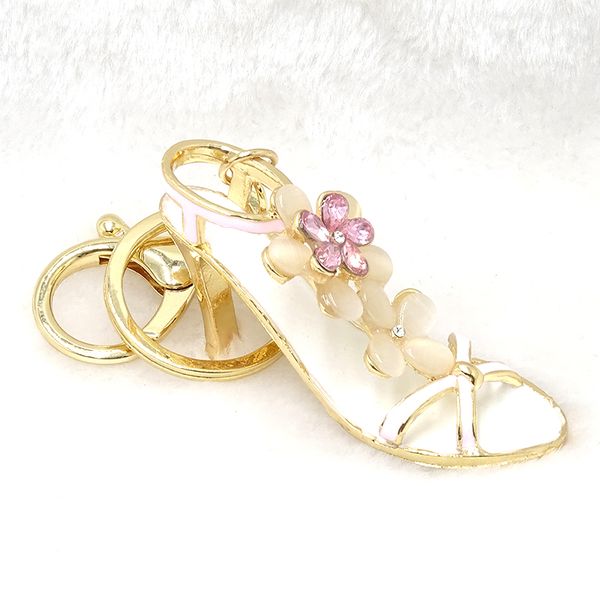 

fashion jewelry keychain pendant white alloy opal drops high heels key chain bag buckle clothing garment car key accessories, Silver