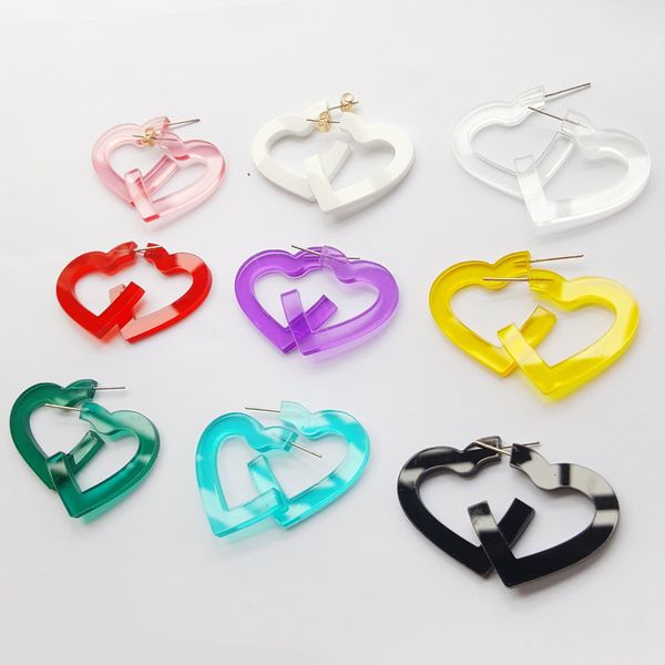 

sale acrylic candy color drop earrings circle simple earring for women transparent geometric heart square earrings, Golden;silver