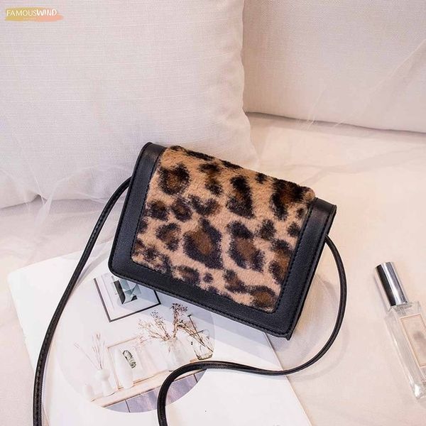 

women plush crossbody bag 2020 leopard shoulder messenger small square bag bolsos mujer feminina sac a main femme 25