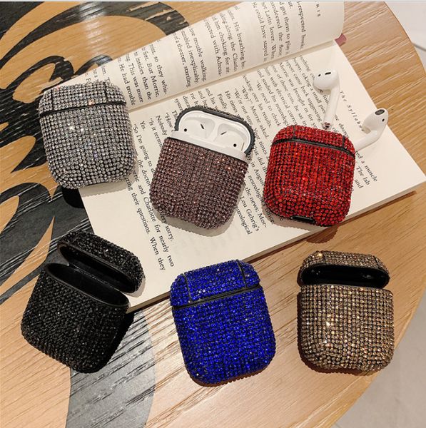 

luxury full diamond bling decorative tpu productive case cover earphone for apple airpods full cover shockproof protector wireless charging