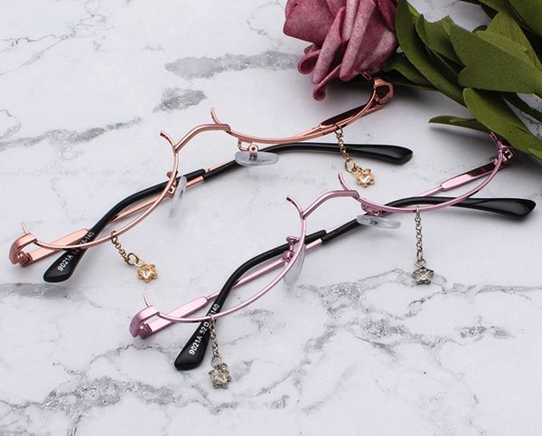 

wholesale-no lens glasses frames metal half frame women opticafashion computer glasses 48023, Black