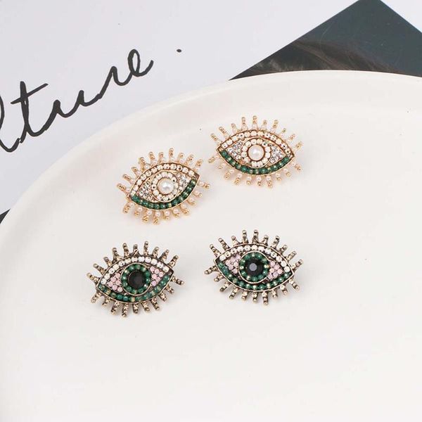 

eye shape stud earrings statement earring punk exaggerated women fashion rhinestone earrings trendy ear party jewelry gifts, Golden;silver