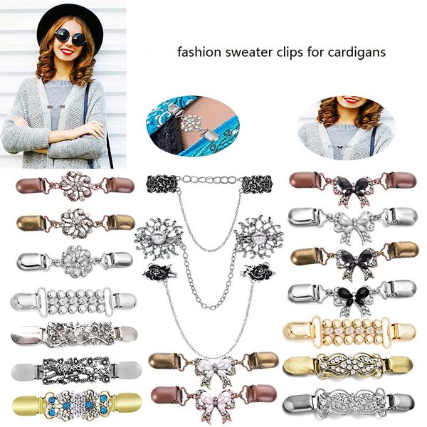 

european and american retro style shawl scarf cardigan sweater tight brooch clip antique copper & silver colors jewel