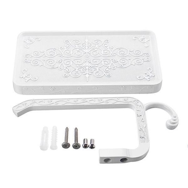 

wall mounted antique carved zinc alloy roll tissue holder stand mobile phone holder with shelf bathroom towel rack paper holder