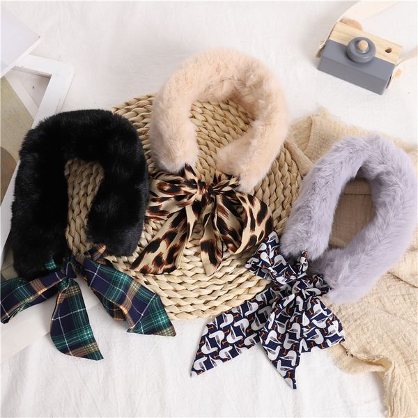 

new autumn and winter new wild leopard print lace 8 * 120cm girls plush scarf windproof and warm imitation fur scarf, Blue;gray