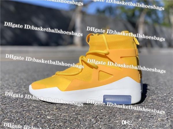 

1 air fear of god authentic amarillo yellow white ar4237-700 basketball shoes men fog black light bone frosted spruce orange sneakers