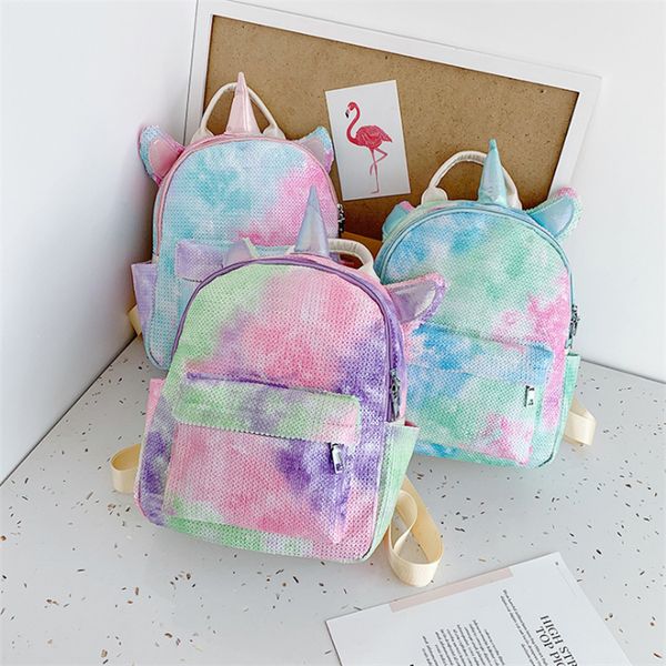 

3 colors sequin unicorn backpack cartoon outdoor sports colorful backpack travel school stuff bag student girl storage bags wholesale ajy706