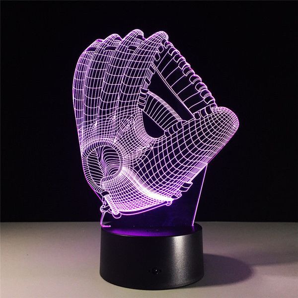 Elettrodomestici Guanto da baseball 3D LED Moderno 7 colori cambia tavolo da scrivania Lampada tattile Luci a LED Decorazioni per la casa Lampade acriliche # R45