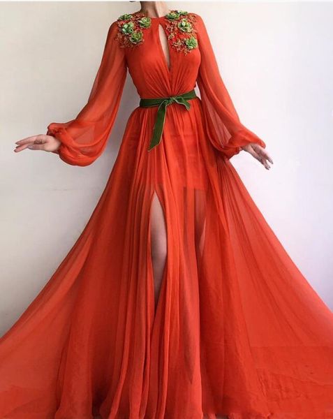

new design prom dresses 219 chiffon a-line jewel neck full sleeves lace appliques long evening dress floor length gowns robe de soiree, Black;red