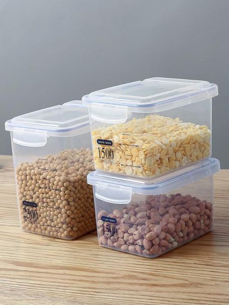 

transparent plastic container kitchen organizer rice storage box household sealed storage jar